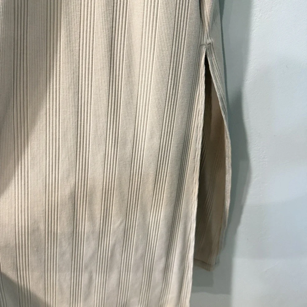 Aerie Summer Beige ribbed one shoulder Dress Bodycon Size M